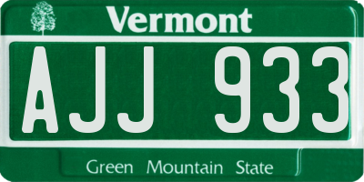 VT license plate AJJ933