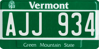 VT license plate AJJ934