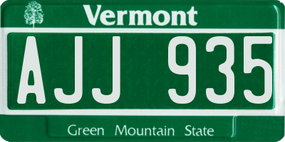 VT license plate AJJ935