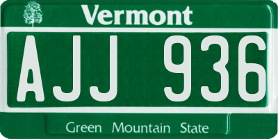 VT license plate AJJ936