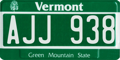 VT license plate AJJ938
