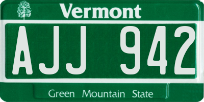 VT license plate AJJ942