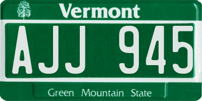 VT license plate AJJ945