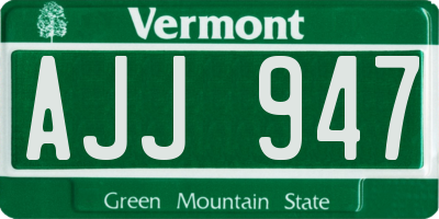 VT license plate AJJ947