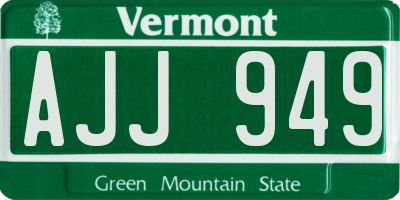 VT license plate AJJ949