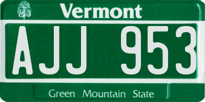 VT license plate AJJ953