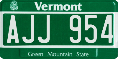 VT license plate AJJ954