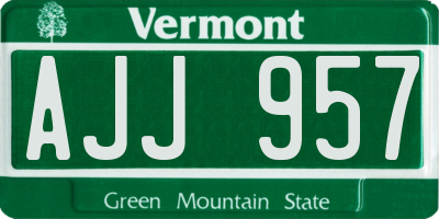 VT license plate AJJ957