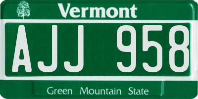 VT license plate AJJ958
