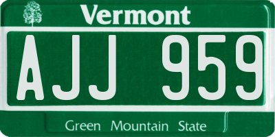 VT license plate AJJ959