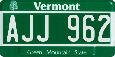 VT license plate AJJ962