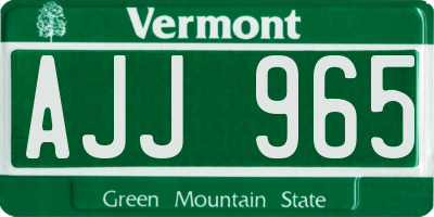 VT license plate AJJ965