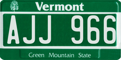 VT license plate AJJ966