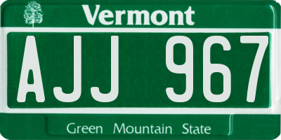 VT license plate AJJ967