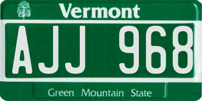 VT license plate AJJ968