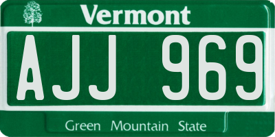 VT license plate AJJ969