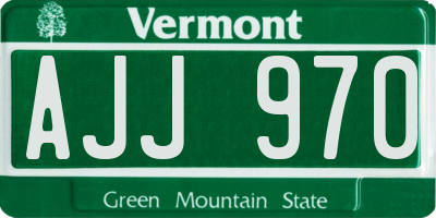 VT license plate AJJ970