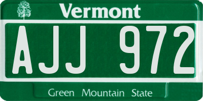 VT license plate AJJ972