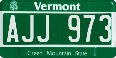 VT license plate AJJ973