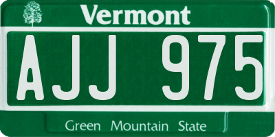 VT license plate AJJ975