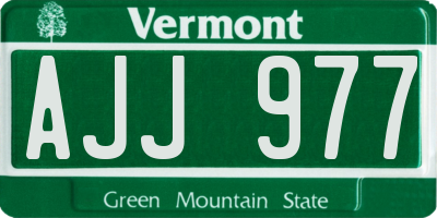 VT license plate AJJ977