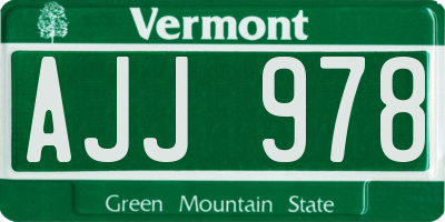 VT license plate AJJ978
