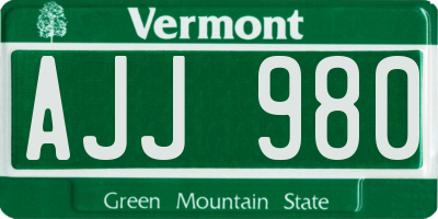 VT license plate AJJ980