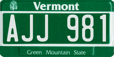VT license plate AJJ981