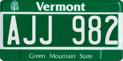 VT license plate AJJ982