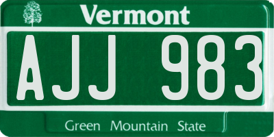 VT license plate AJJ983