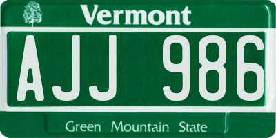 VT license plate AJJ986