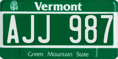 VT license plate AJJ987