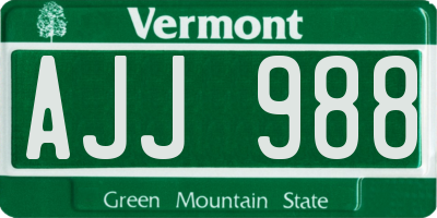 VT license plate AJJ988