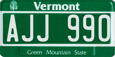 VT license plate AJJ990