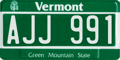 VT license plate AJJ991