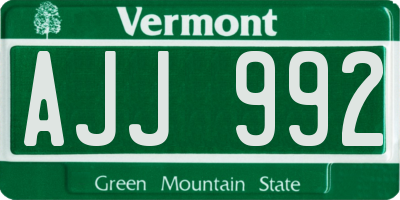 VT license plate AJJ992