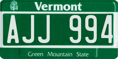 VT license plate AJJ994