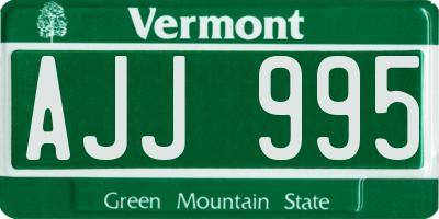VT license plate AJJ995