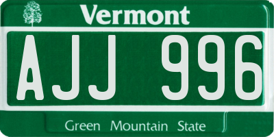 VT license plate AJJ996