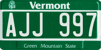 VT license plate AJJ997