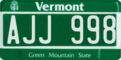 VT license plate AJJ998