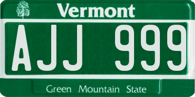VT license plate AJJ999
