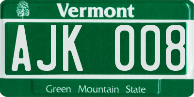 VT license plate AJK008