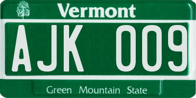 VT license plate AJK009