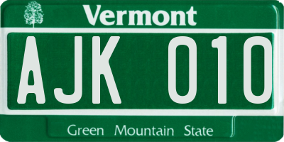 VT license plate AJK010