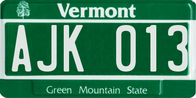 VT license plate AJK013