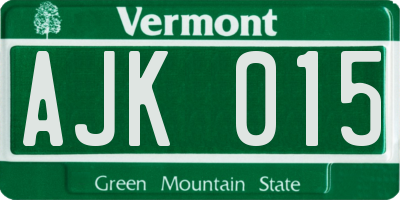 VT license plate AJK015