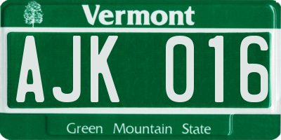 VT license plate AJK016