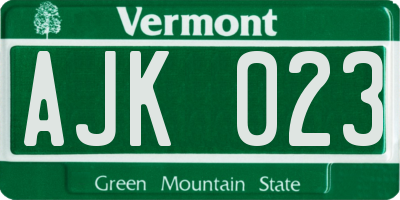 VT license plate AJK023