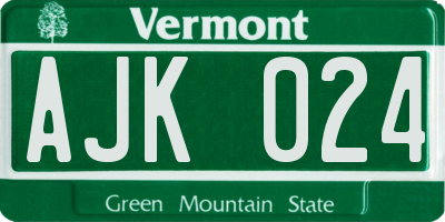 VT license plate AJK024